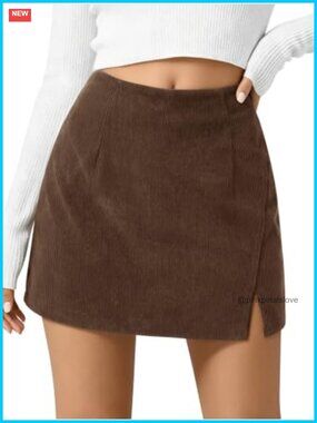 Corduroy Mini Skirt High Waisted A-Line Fall Winter Short Skirt